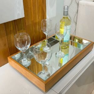 Bandeja Espelha Amadeirado Decorativa para servir