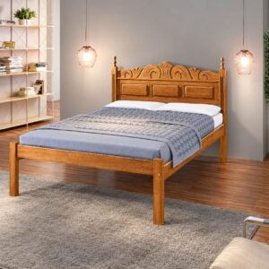 Cama Solteiro 0,90cm Madeira Sucupira na Cera - Star Almofada